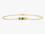 Gold chain bracelet with three colorful gemstones jewelry