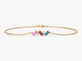 Gold bracelet with baguette gemstones and diamonds