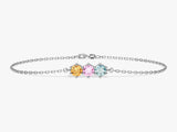 Silver bracelet with three colorful gemstones, jewelry