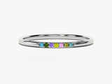 Silver ring with colorful gemstones, fine jewelry for her