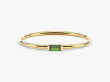 Gold ring with emerald baguette gemstone jewelry