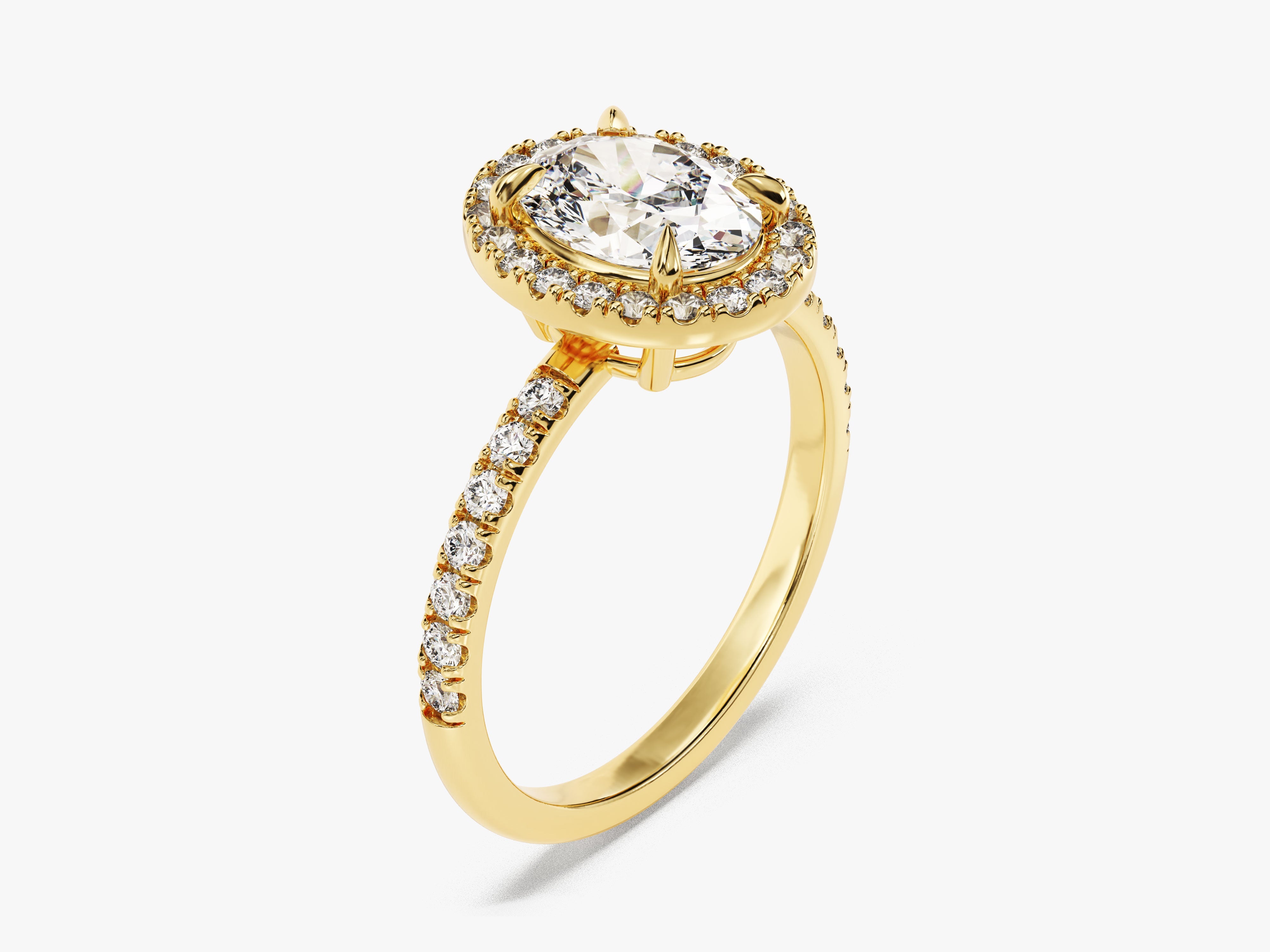 YAN TAŞLI OVAL KESİM HALO YÜZÜK