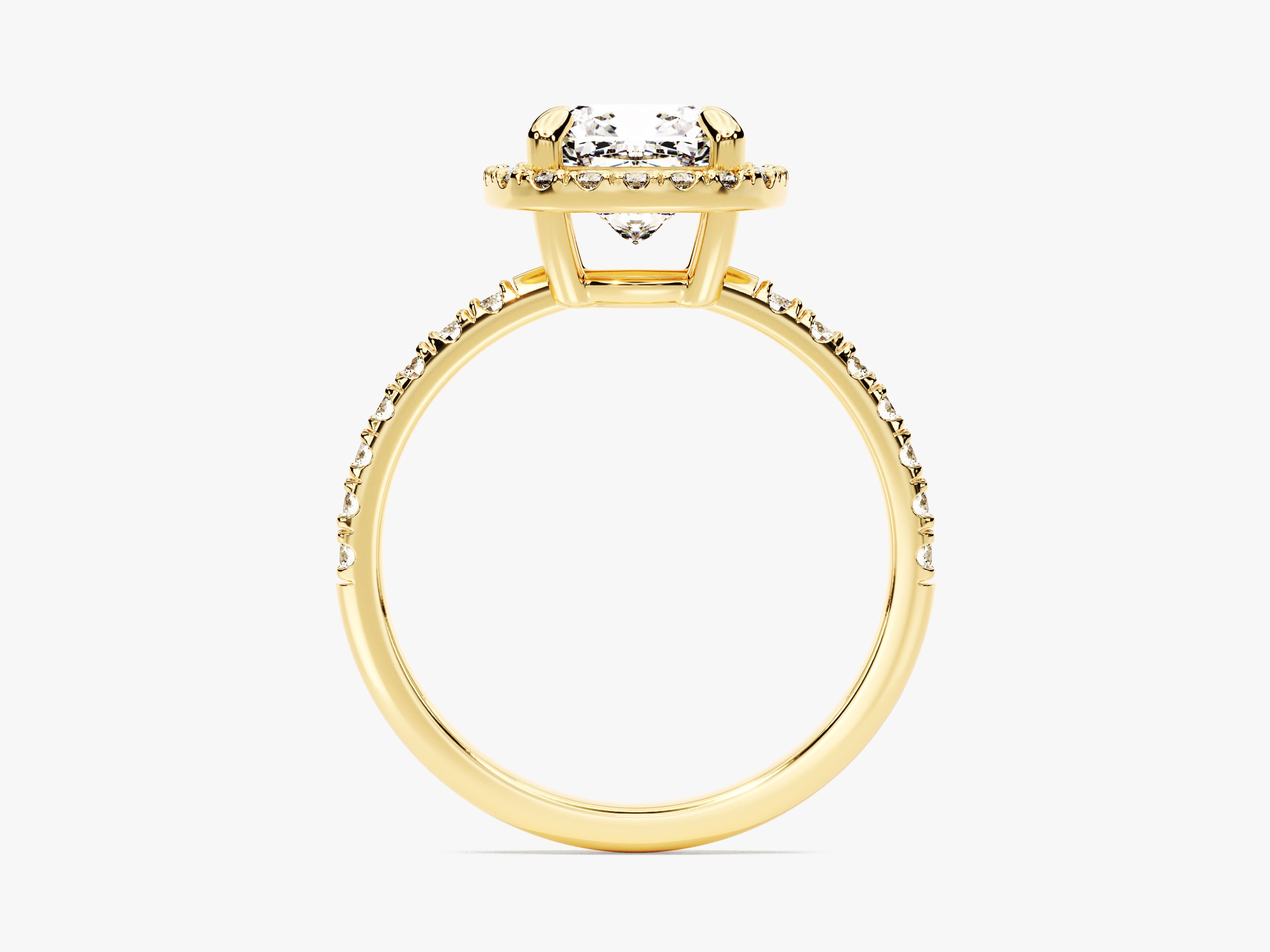 YAN TAŞLI CUSHION KESİM HALO YÜZÜK