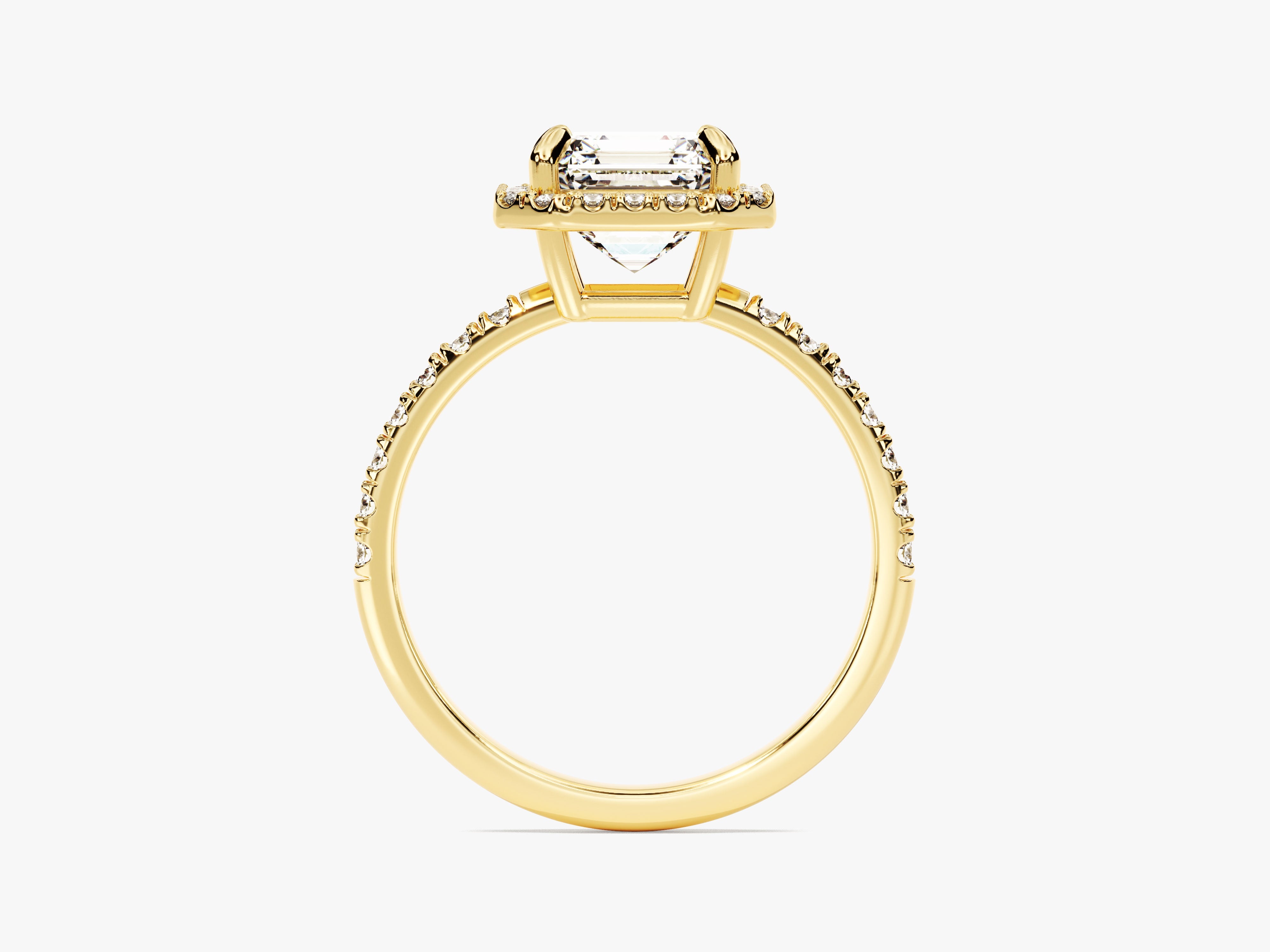 YAN TAŞLI ASSCHER KESİM HALO YÜZÜK