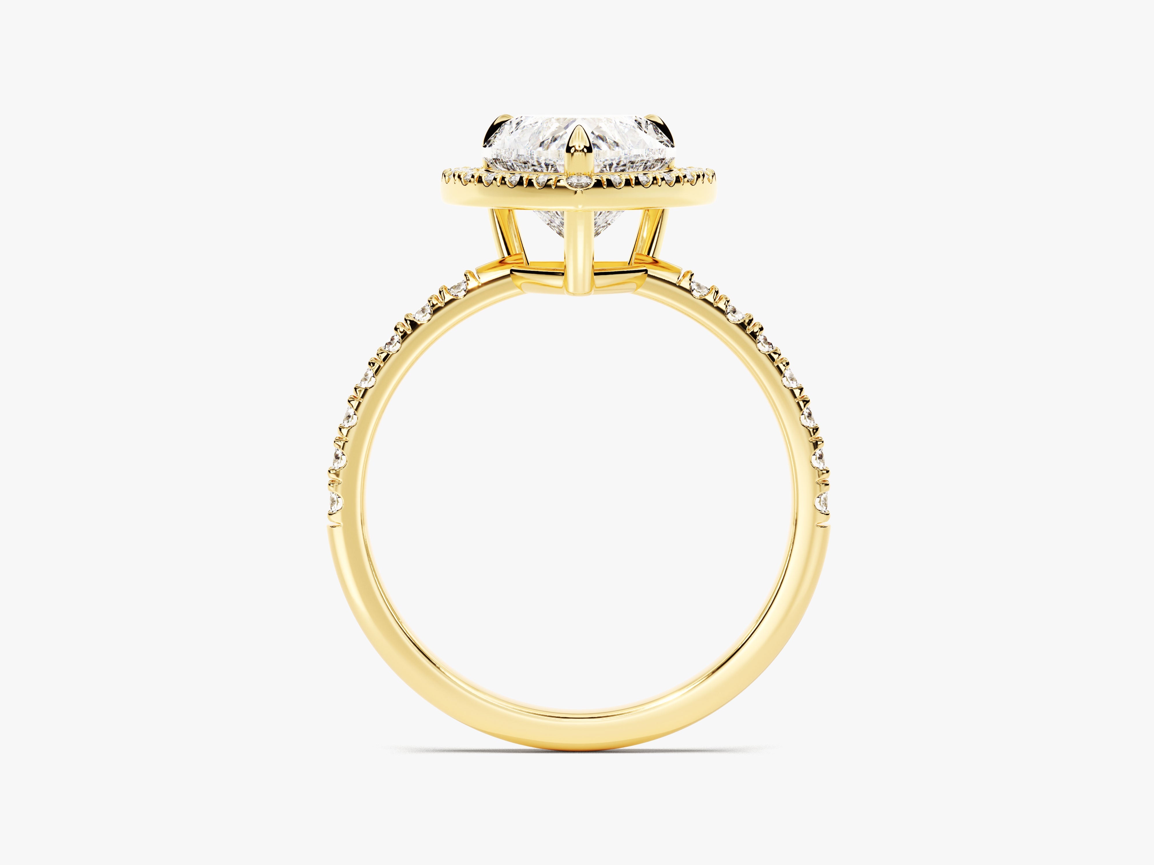 YAN TAŞLI KALP KESİM HALO YÜZÜK