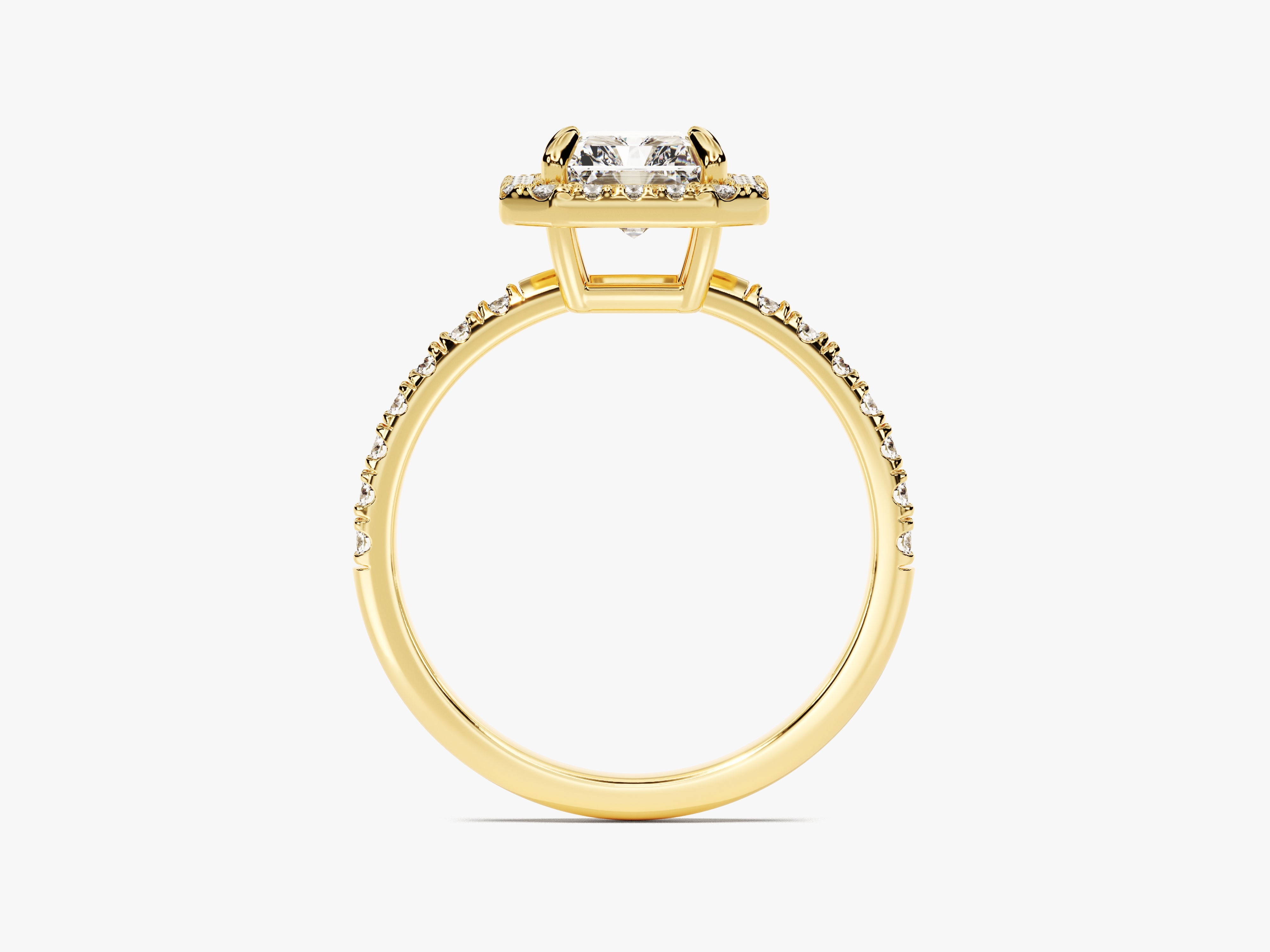 YAN TAŞLI RADIANT KESİM HALO YÜZÜK