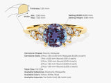 Gold ring with oval alexandrite and diamond accents
