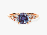 Rose gold ring with alexandrite and diamonds