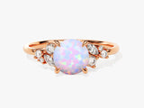 Rose gold opal ring with diamond accents, fine jewelry