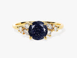 Gold ring with blue sandstone and diamonds
