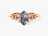 Rose gold ring with unique gemstone and diamonds