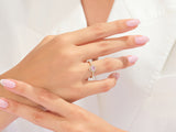 Diamond heart ring on a woman's hand, jewelry photography