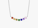 Rainbow gemstone necklace, fine jewelry, colorful birthstone pendant