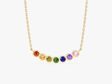 Gold necklace with rainbow gemstones, fine jewelry