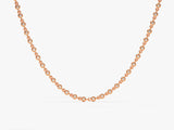 Rose gold necklace with bezel-set diamonds