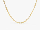 Gold chain necklace with bezel-set diamonds